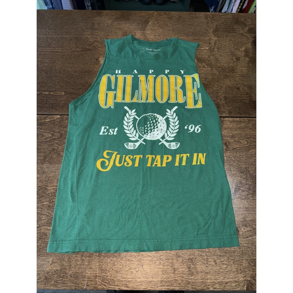 Men's‎ Happy Gilmore Just Tap It In Green Graphic T-Shirt M Sleeveless